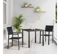 Owoxanthellate Owox - Mobili da balcone, 3 pezzi, colore: nero, verniciato a polvere, 80 x 80 x 73 cm, 62 x 55,5 x 88,5 cm, per terrazza, balcone