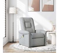 Owoxanthellate Owox Poltrona relax grigio chiaro, massaggio a 6 punti, 77 x 91,5 x 96 cm, in tessuto, lettino a 135°, tasca laterale, USB, 110 kg, soggiorno/ufficio