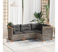 Owoxanthellate Owox - Set di 4 divani da giardino, 63,5 x 63,5 x 62 cm, modulare in rattan sintetico, con cuscino rimovibile, resistente alle intemperie, per terrazza, giardino, balcone