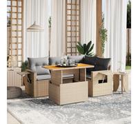 Owoxanthellate Owox - Set di 5 divani ad angolo in rattan sintetico, con molle a gas, 62 x 62 x 69 cm, resistente ai raggi UV, balcone, giardino d'inverno