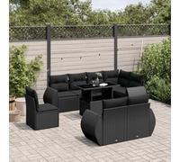 Owoxanthellate Owox - Set di 9 divani da giardino in polyrattan, resistente alle intemperie, 62 x 62 x 69 cm, angolo+braccioli centrali regolabili in altezza, tavolo modulare per esterni