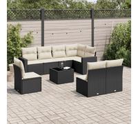 Owoxanthellate Owox - Set di 9 divani da giardino in rattan sintetico, 65,5 x 62 x 69 cm, divano angolare + tavolo con cuscino, modulare per balconi e terrazze, fino a 110 kg