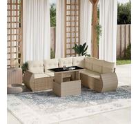 Owoxanthellate Owox - Set di mobili da giardino, 7 pezzi, in rattan sintetico, regolabile, 350 kg, resistente alle intemperie, per terrazza