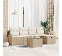Owoxanthellate Owox - Set lounge beige, 6 pezzi, in rattan sintetico, 327 x 69 cm, regolabile in altezza, con spazio per balcone/terrazza/giardino, resistente alle intemperie