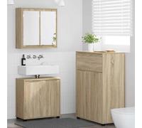 Owoxanthellate Owox Sonoma - Set da bagno 3 pezzi, 60 x 30 x 60 cm, con specchio regolabile in altezza, per bagni piccoli/medi