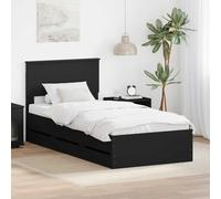 Owoxanthellate OWOX - Telaio per letto 100×200 in legno nero con cassetti e scomparto segreto, 203×101×90 cm