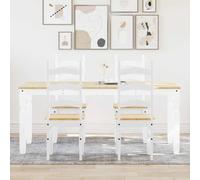 Owoxanthellate Panama - Tavolo da pranzo in legno massiccio, 180 x 90 x 75 cm, con 4 sedie, design moderno, robusto, per cucina, sala da pranzo e sala da pranzo