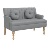 Owoxanthellate Panca con schienale e cuscino, panca imbottita, grigio chiaro, 113 x 64,5 x 75,5 cm, divano a due posti con gambe in legno, per soggiorno, camera da letto e ufficio, tessuto