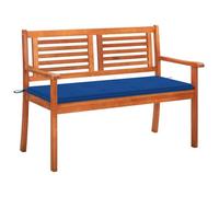 Owoxanthellate Panca da giardino 120 cm in eucalipto oliato con rivestimento blu reale, robusta, resistente alle intemperie, 2 posti, per balcone, terrazza e giardino