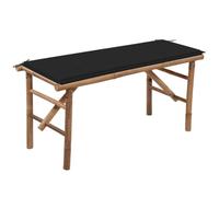 Owoxanthellate Panca da giardino pieghevole in bambù, 118 × 38 × 45 cm, resistente alle intemperie, con rivestimento nero, balcone, terrazza, campeggio