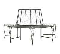 Owoxanthellate Panca per albero semicircolare, 160 cm, in acciaio resistente alle intemperie, grigio argento, 160 x 80 x 89 cm, con portata di 150 kg, design moderno per giardino, terrazza, balcone