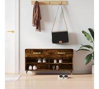 Owoxanthellate Panca per scarpe in legno con gambe in ferro, 102 x 35 x 55 cm, design moderno con 4 scomparti e 2 cassetti, robusta seduta per corridoio, soggiorno e camera da letto