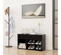 Owoxanthellate Panca per scarpe nera, 80 x 30 x 45 cm, in legno con 2 ripiani e cassapanca salvaspazio, design moderno per corridoio e bedroom