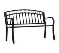 Owoxanthellate Panchina da giardino, 125 cm, in acciaio nero, resistente alle intemperie, regolabile, senza cuscino, design moderno, robusta e durevole, per giardino, balcone e lounge