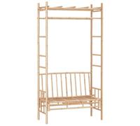 Owoxanthellate Panchina da giardino con pergola, 116 x 52 x 220 cm, in bambù resistente alle intemperie e acciaio zincato, per piante rampicanti, design romantico per giardino, balcone e terrazza