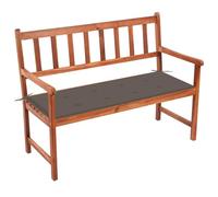 Owoxanthellate Panchina da giardino in acacia, 120 cm, con cuscino imbottito tortora, resistente alle intemperie, braccioli, pieghevole o fisso, design rustico per balcone, terrazza e giardino