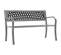 Owoxanthellate Panchina da giardino nera, 120 cm, in acciaio resistente alle intemperie, con schienale in plastica, per balcone, terrazza e sala da esterno