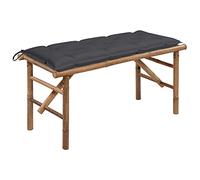 Owoxanthellate Panchina da giardino pieghevole in bambù, 118 x 38 x 45 cm, con cuscino impermeabile, antracite, resistente alle intemperie, per balcone, terrazza, campeggio, design moderno e