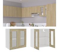 Owoxanthellate Pensile Lione in legno di rovere Sonoma 60 x 31 x 60 cm con due ante e due ripiani da appendere in cucina o come ripiano salvaspazio in soggiorno