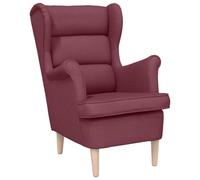 Owoxanthellate Poltrona bordeaux 74 x 84 x 100 cm, poltrona imbottita in tessuto con gambe in legno, comoda poltrona relax e poltrona TV, per soggiorno, camera da letto o ufficio