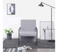 Owoxanthellate Poltrona con braccioli grigio chiaro, 53 x 69 x 73 cm, in legno massello/acciaio, a forma di cubo, ergonomica, moderna, per soggiorno, ufficio, camera da letto