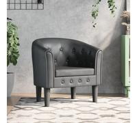 Owoxanthellate Poltrona da club grigia in ecopelle 70 x 56 x 68 cm, design moderno con chiusura a bottoni, struttura in legno di pino, comoda poltrona soggiorno per Living Room Bedroom Ufficio
