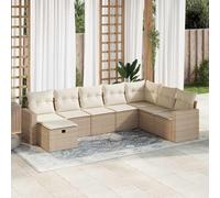 Owoxanthellate Poltrona da giardino in polyrattan, 8 pezzi, beige, 65,5 x 62 x 69 cm, resistente alle intemperie, con spazio e cuscino lavabile per balcone, terrazza o giardino d'inverno