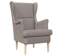 Owoxanthellate Poltrona imbottita in tessuto tortora con gambe in legno, moderna poltrona relax con schienale alto, per soggiorno e camera da letto, comoda poltrona per TV, 65 x 79 x 100 cm