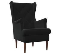 Owoxanthellate Poltrona imbottita in velluto nero, per soggiorno e camera da letto, poltrona relax con gambe in legno, design moderno, 65 x 79 x 100 cm