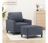 Owoxanthellate Poltrona in velluto con sgabello, grigio scuro, 78 x 77 x 80 cm, piccolo divano con funzione di aggiornamento, design moderno per soggiorno, camera da letto, ufficio