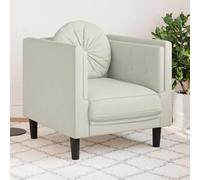 Owoxanthellate Poltrona in velluto crema con cuscino rotondo, 71 x 77 x 70 cm, design moderno, comoda poltrona da lettura per soggiorno, balcone e camera da letto