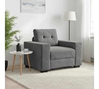 Owoxanthellate Poltrona in velluto grigio scuro, 100 x 78 x 80 cm, compatta mini divano con braccioli in legno, per una lettura confortevole in soggiorno, camera da letto, ufficio