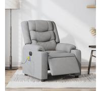Owoxanthellate Poltrona massaggiante elettrica grigio chiaro tessuto design moderno 77 x 93 x 99 cm funzione sdraiata 135° 6 punti massaggio vibrante robusta e durevole per soggiorno, camera da letto