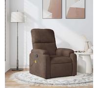 Owoxanthellate Poltrona massaggiante marrone microfibra lettino relax manuale recliner 75 x 89,5 x 103,5 cm, massaggio vibrante a 6 punti con tasca laterale, robusto telaio in legno e metallo per