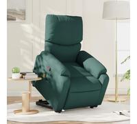 Owoxanthellate Poltrona massaggiante verde scuro con ausilio per alzarsi, 75 x 99 x 99 cm, tessuto recliner elettrico, funzione sdraiata, massaggio vibrante, resistente, per soggiorno, TV, angolo