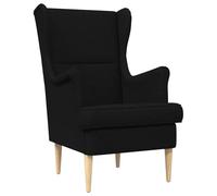 Owoxanthellate Poltrona nera imbottita in tessuto con gambe in legno, moderna poltrona relax con schienale alto e cuscino rimovibile per soggiorno, 65 x 79 x 100 cm