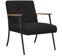 Owoxanthellate Poltrona nera, moderna poltrona imbottita effetto lana riccia, poltrona lounge ergonomica con robuste gambe in acciaio per soggiorno e angolo lettura, 59 x 75 x 78 cm