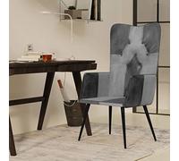 Owoxanthellate Poltrona per orecchie grigia, in vera pelle, 55 x 41 x 97 cm, moderna, con accenti di tela, per soggiorno, camera da letto e lounge