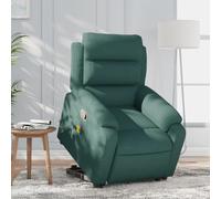 Owoxanthellate Poltrona relax con ausilio per alzarsi, verde scuro, 75 x 92,5 x 100 cm, poltrona elettrica Lift TV, 6 punti, massaggio vibrante in tessuto per Living Room Bedroom