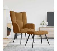 Owoxanthellate Poltrona relax con sgabello, colore marrone, in velluto, struttura in acciaio, 61 x 70 x 96,5 cm, comoda poltrona TV, design moderno, per soggiorno, ufficio, camera da letto