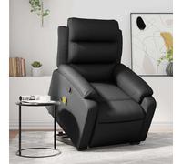 Owoxanthellate Poltrona relax elettrica con supporto per alzarsi, in ecopelle, colore nero, 75 x 92,5 x 100 cm, con funzione sdraiata e massaggio vibrante, soggiorno e TV Lounge