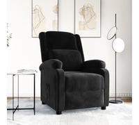 Owoxanthellate Poltrona relax in velluto nero con 3 scomparti, 70 x 93 x 98 cm, telaio in legno e metallo, spessa imbottitura, per soggiorno e home Cinema