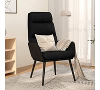 Owoxanthellate Poltrona relax nera con rivestimento in tessuto e struttura in metallo, 70 x 77 x 98 cm, robusta poltrona per soggiorno, con braccioli, per godersi la TV e zona di riposo in ufficio