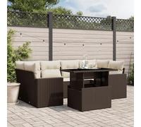 Owoxanthellate Poly-Rattan 7-TLG - Sala da giardino 62 x 62 x 69 cm, con tavolo regolabile in altezza, cuscino bianco crema, set completo per balcone, terrazza e giardino d'inverno