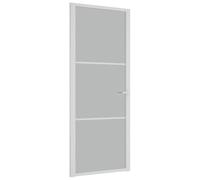 Owoxanthellate Porta interna 83 x 201,5 cm, bianca, moderna in vetro opaco e alluminio, porta con maniglia, per soggiorno e ufficio, robusta porta girevole con vetro smerigliato per finestre in legno