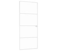 Owoxanthellate Porta interna bianca, 83 x 201,5 cm, moderna porta in vetro temperato e alluminio, elegante porta in vetro con vetri trasparenti e maniglia, per soggiorno e corridoio