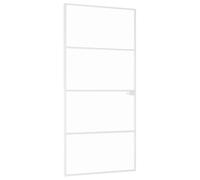 Owoxanthellate Porta interna bianca, 93 x 201,5 cm, moderna porta in vetro temperato e alluminio, elegante porta in vetro sottile, per soggiorno, cucina e ufficio