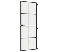 Owoxanthellate Porta interna sottile, nera, 76 x 201,5 cm, moderna in vetro opaco e alluminio, per soggiorno e ufficio, con maniglia e materiale di montaggio