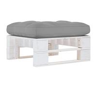 Owoxanthellate Pouf da giardino, 60 x 60 cm, in legno di pino impregnato bianco, con imbottitura grigia, salvaspazio, per balcone, terrazza, giardino d'inverno, piccolo set lounge
