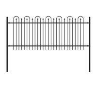 Owoxanthellate Recinzione ad arco con punta DRONTEN nera, moderna recinzione da giardino in acciaio verniciato a polvere, 200 x 130 cm, pannello rettangolare con punte come recinzione di sicurezza per